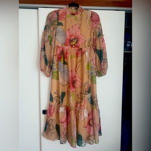 Fancy Midi Dress, Floral, Size XS